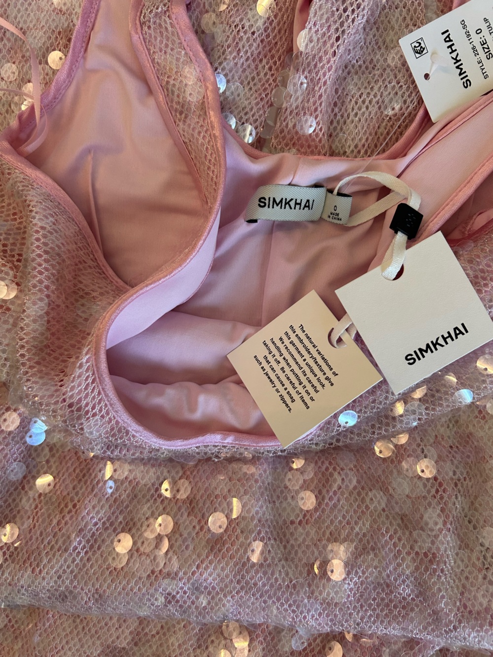 NWT Simkhai Bex Tank Maxi Dress Gown Tulip Pink Sz0 Sequin Gown Cocktail Party - Picture 6 of 7